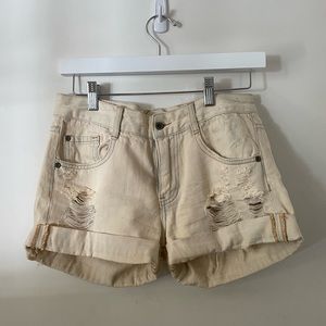 Distressed French Connection Shorts Off White Size 0